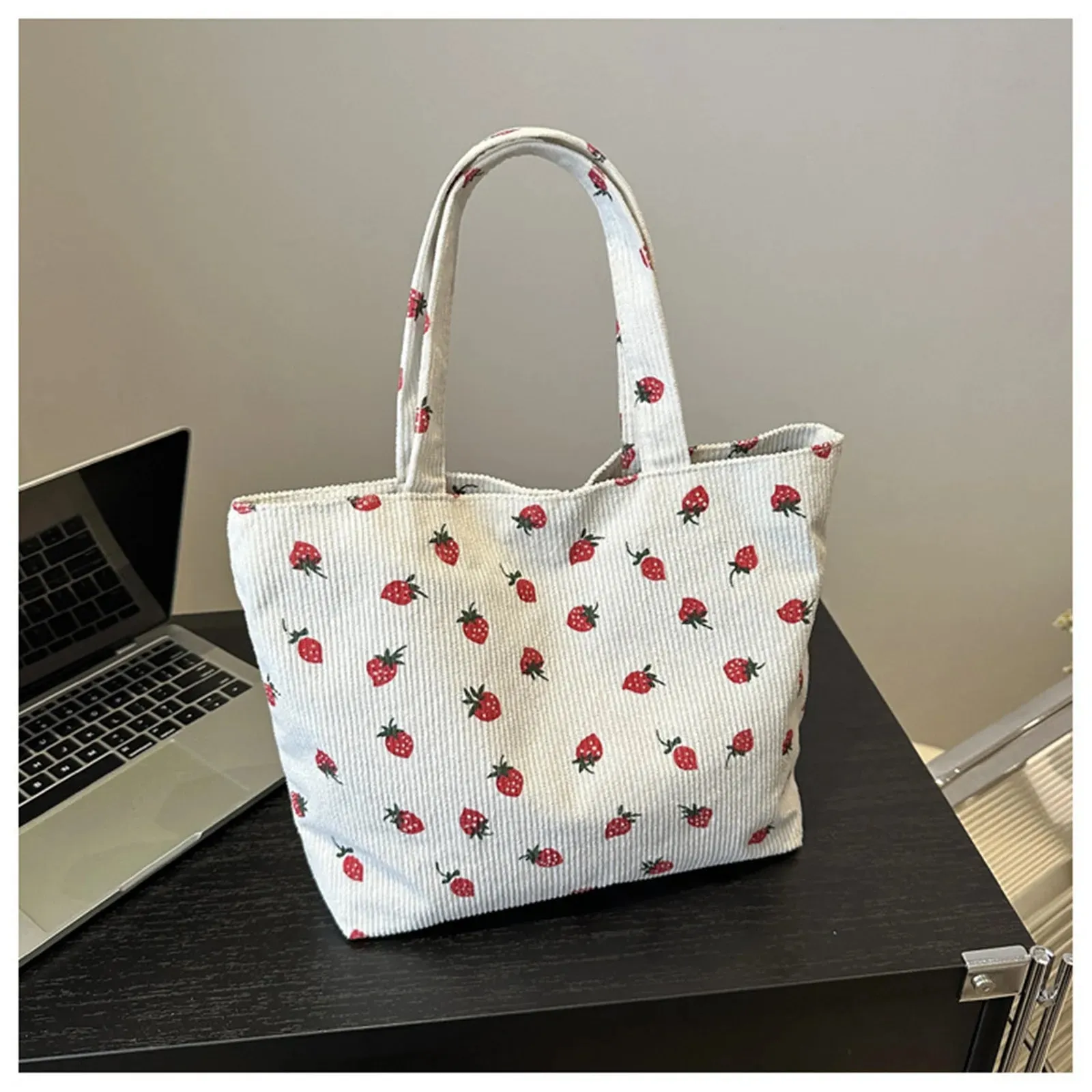 🍓 Cute Corduroy Strawberry Shoulder Bag 🍓 - Fun & Versatile Tote for Every Adventure! 🌟✨