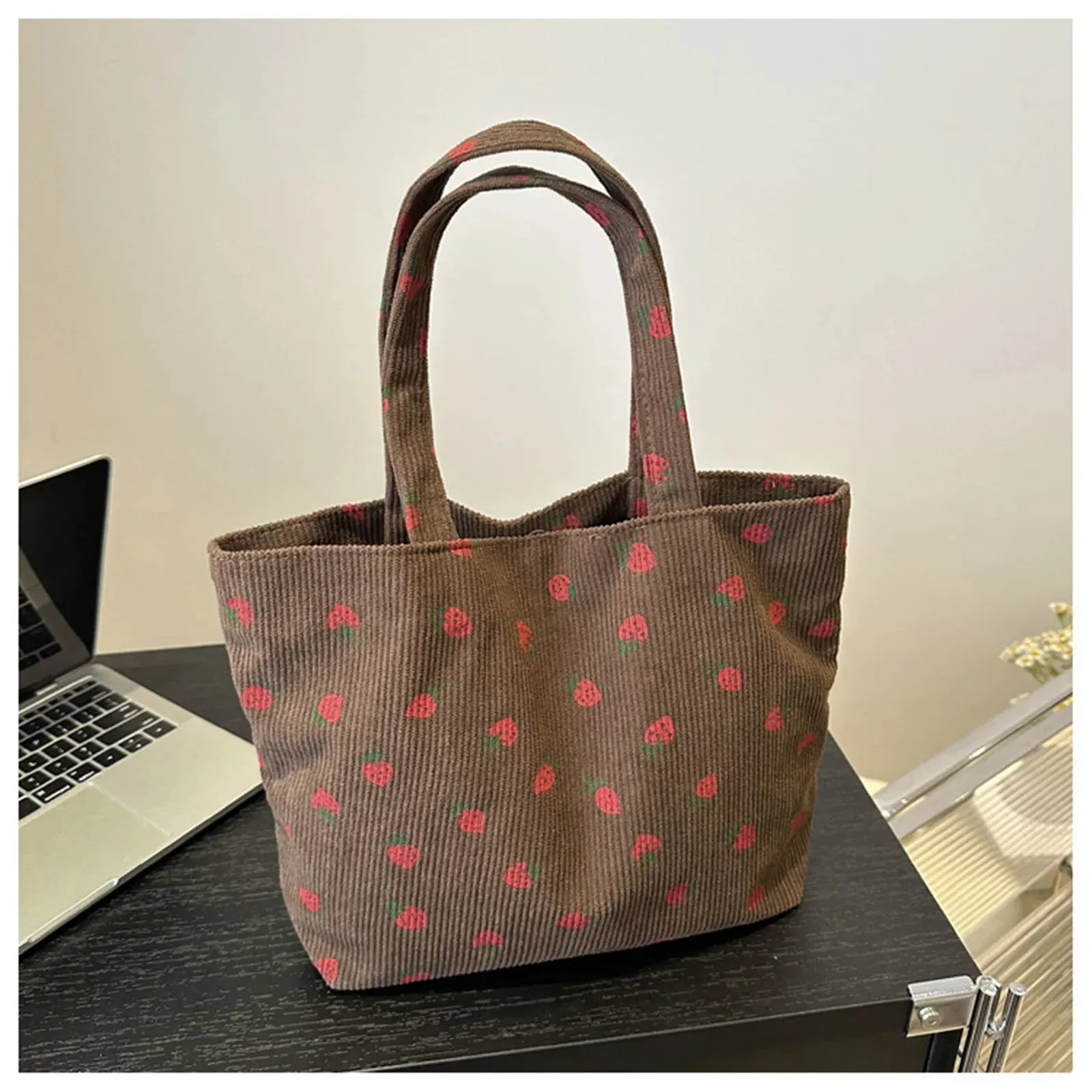 🍓 Cute Corduroy Strawberry Shoulder Bag 🍓 - Fun & Versatile Tote for Every Adventure! 🌟✨