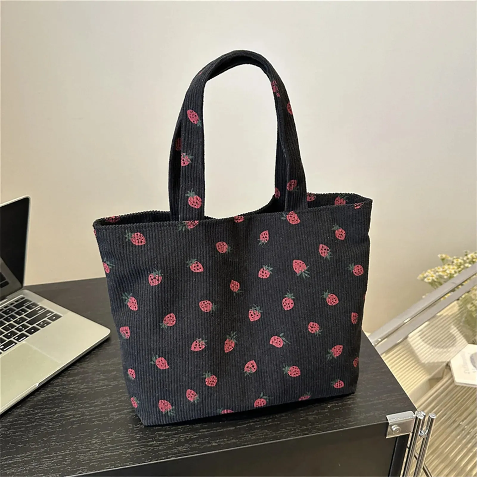 🍓 Cute Corduroy Strawberry Shoulder Bag 🍓 - Fun & Versatile Tote for Every Adventure! 🌟✨
