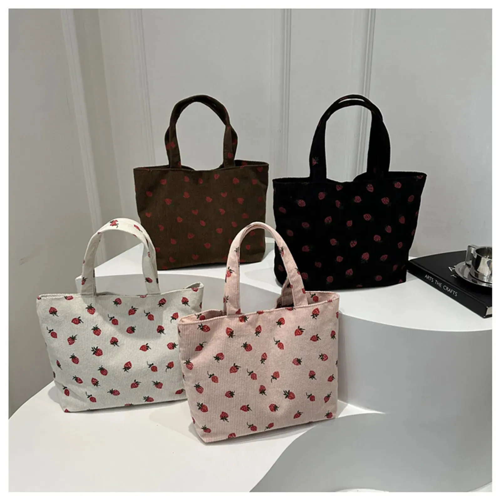 🍓 Cute Corduroy Strawberry Shoulder Bag 🍓 - Fun & Versatile Tote for Every Adventure! 🌟✨