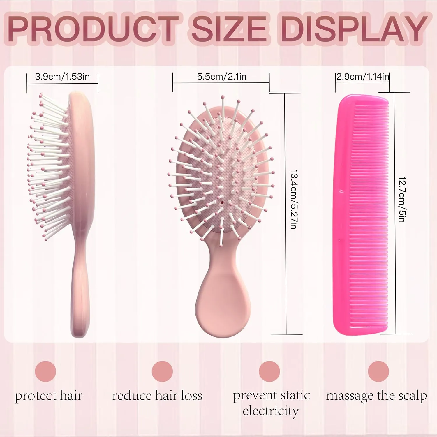 112 Pieces Mini Hair Brush, Detangling Hair Combs Set, Include 56 Travel Mini Brush for Hair 56 Fine Wide Hair Combs Wet Dry Hair for Girls Women Boys Men