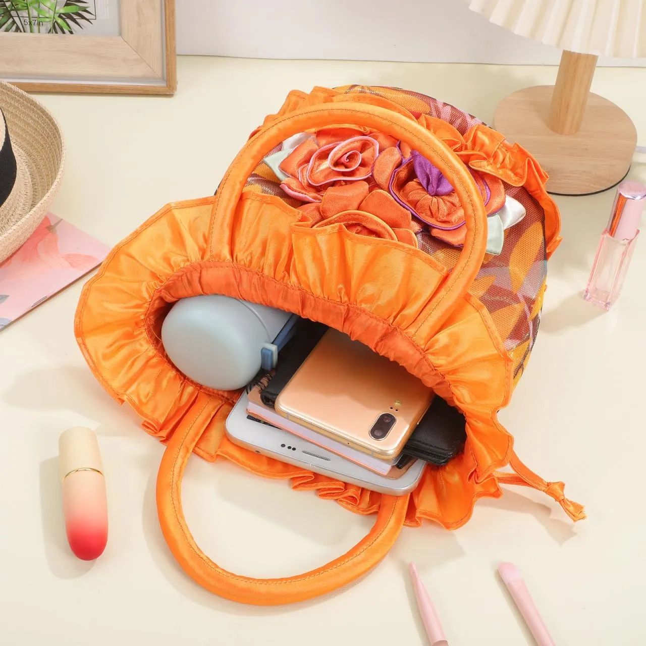 1pc Womens Bucket Flower Evening Bag
