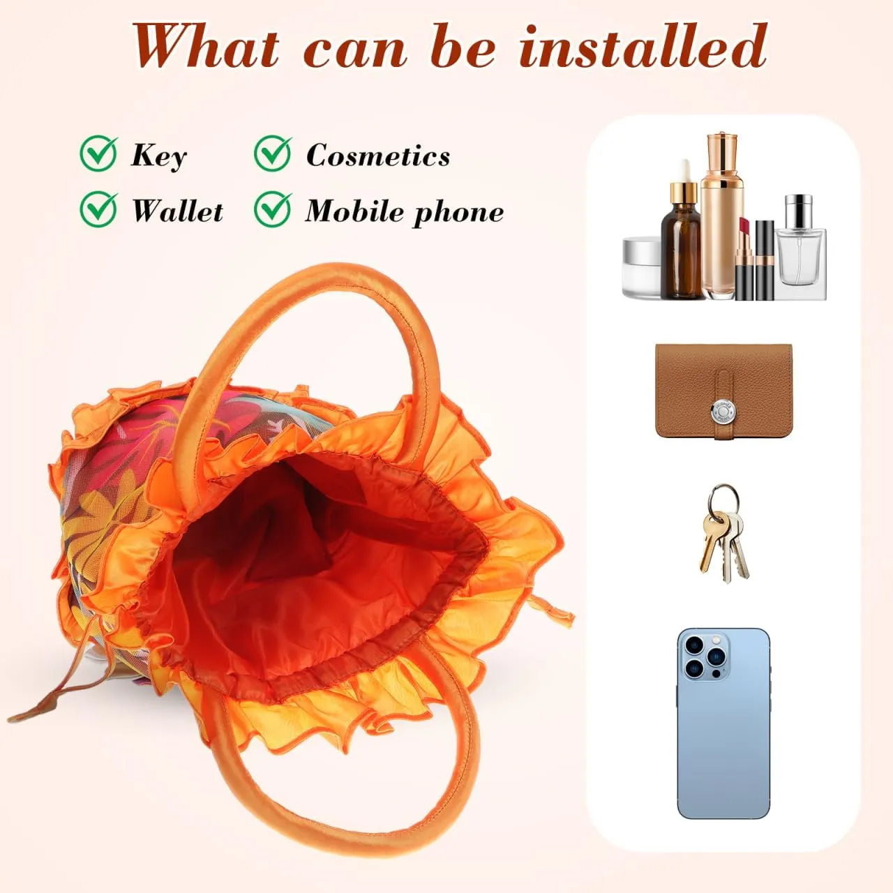 1pc Womens Bucket Flower Evening Bag