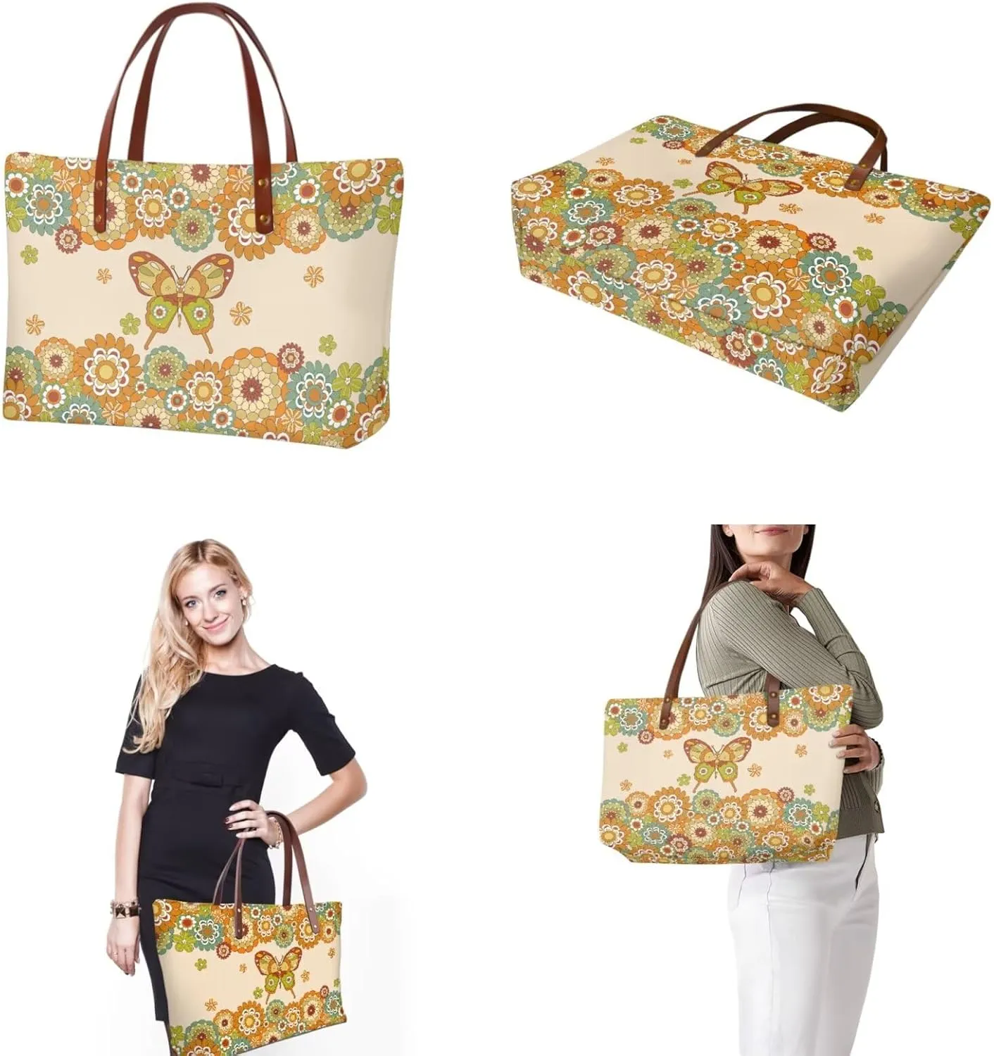 2 PCS Work Bag and Wallet Set for Women Portable Satchel Handbags Shoulder Bag with Money Organizers for Shopping