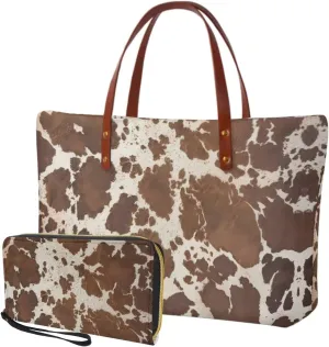 2 PCS Work Bag and Wallet Set for Women Portable Satchel Handbags Shoulder Bag with Money Organizers for Shopping