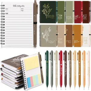 20 Pcs Christian Fathers Day Church Gifts Bulk Bible Study Notebook with Sticky Notes Christian Pen Aesthetic Religious Journal Prayer Notepad Gift for Men Women Sunday School (Retro Color)