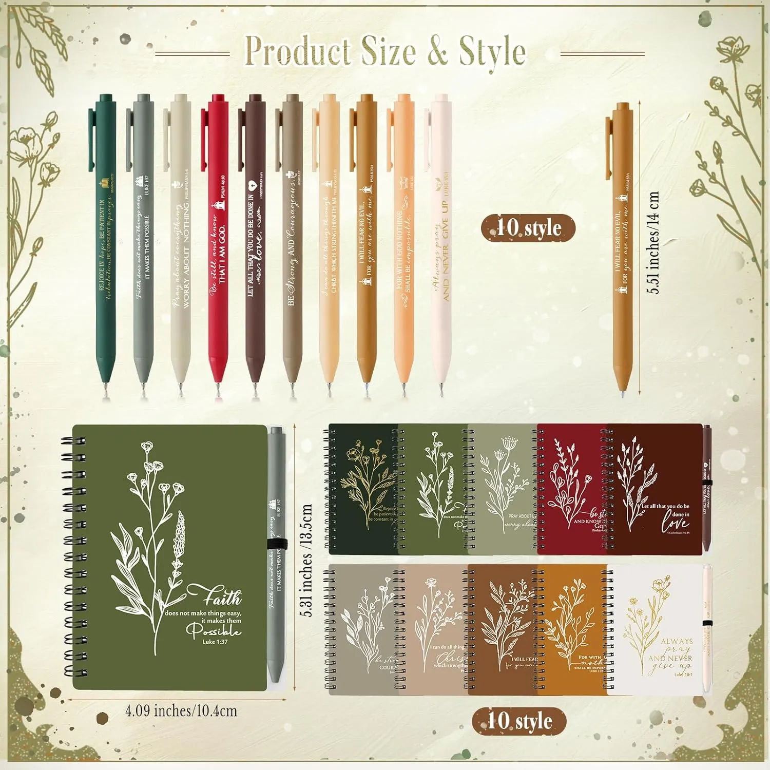 20 Pcs Christian Fathers Day Church Gifts Bulk Bible Study Notebook with Sticky Notes Christian Pen Aesthetic Religious Journal Prayer Notepad Gift for Men Women Sunday School (Retro Color)