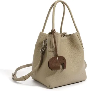 2024 Bucket Handbags For Women Bag Lychee Pattern First Layer Cowhide Leather Bucket Cabbage Blue Bag Handheld