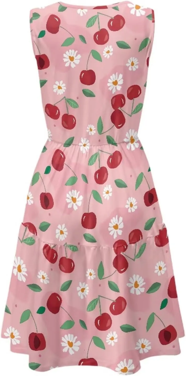 2025 Women Summer Round Neck Dress Casual Loose Fit Beach Sundresses Sleeveless Midi Dresses (S-5XL)