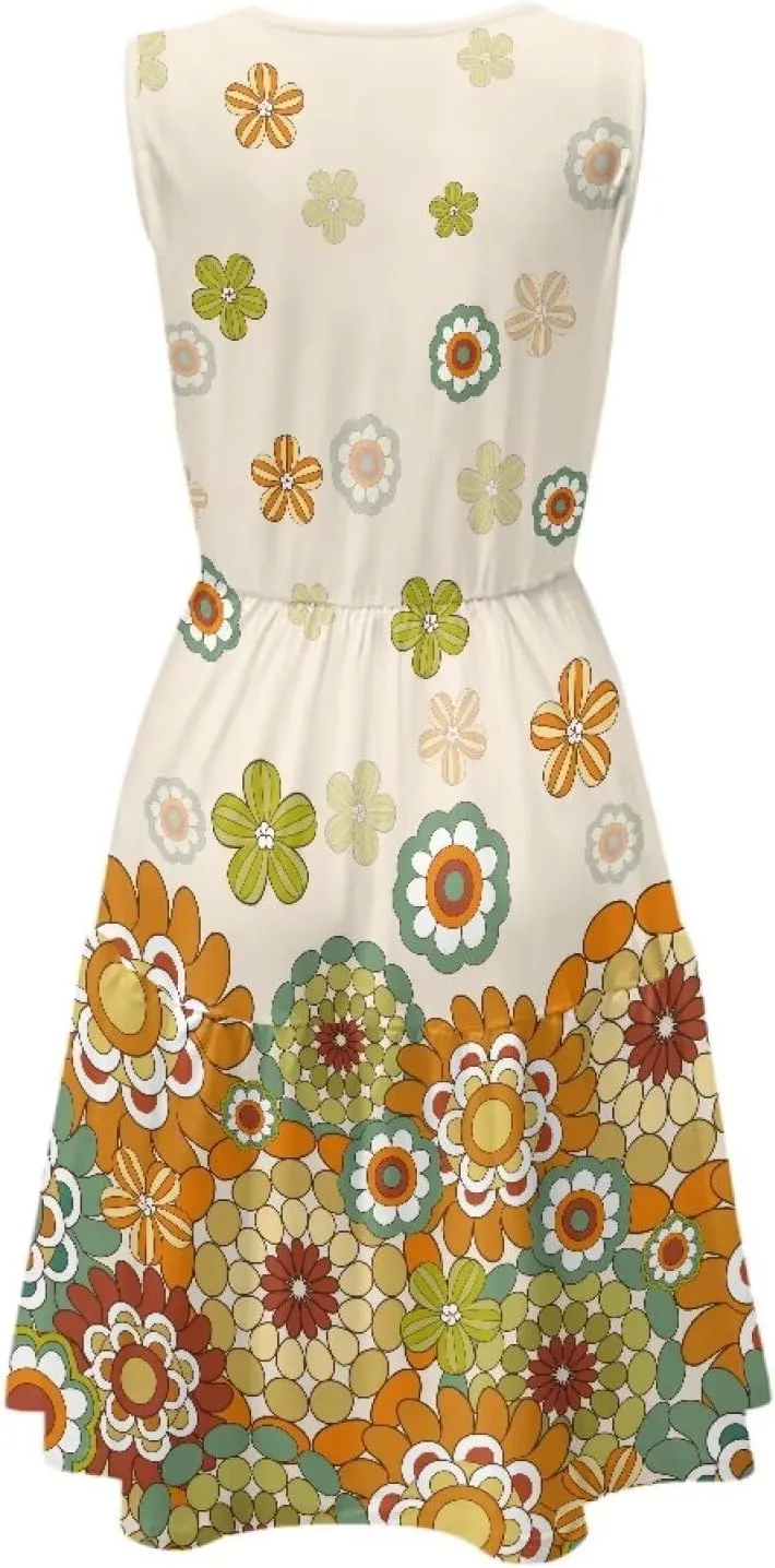2025 Women Summer Round Neck Dress Casual Loose Fit Beach Sundresses Sleeveless Midi Dresses (S-5XL)
