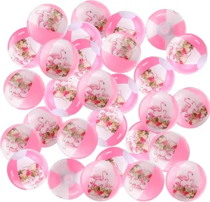 24 Pcs Pink Flamingo Mini Inflatable Beach Balls Bulk 5 Inch Beach Ball Flamingo Themed Party Toys Flamingo Decor for Summer Beach Pool Hawaiian Birthday Party Decorations Water Game Favors