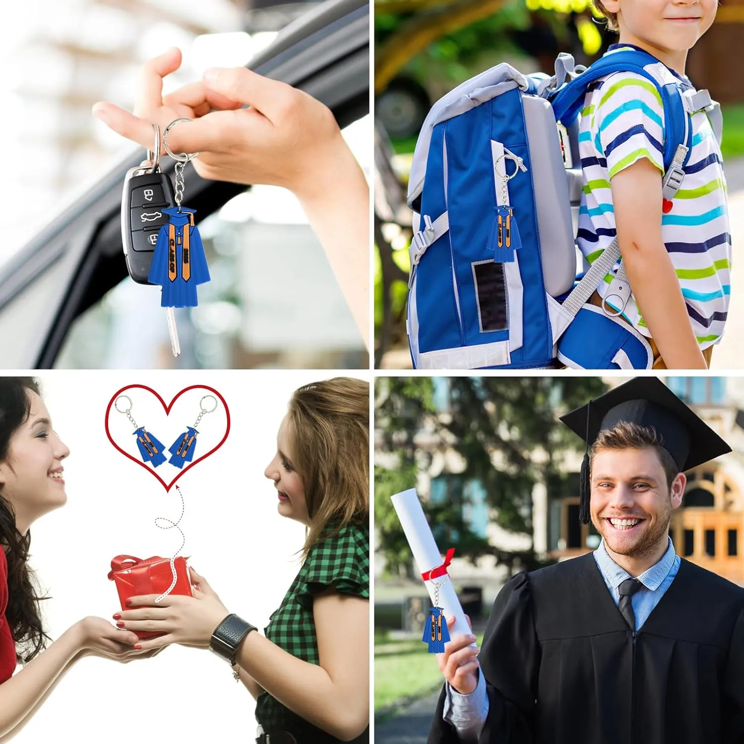 24PCS Class of 2025 Graduation Keychain 2025 Graduation Gown Key Ring Graduation Party Favors