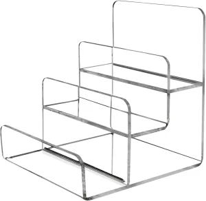 3-Tier Acrylic Wallet Display Stand Holder Clear Riser Display Shelf Handbag Display Stand Holder Purse Stand Jewelry Display for Pops Figure, Makeup, Sunglasses, Purse, Jewelry