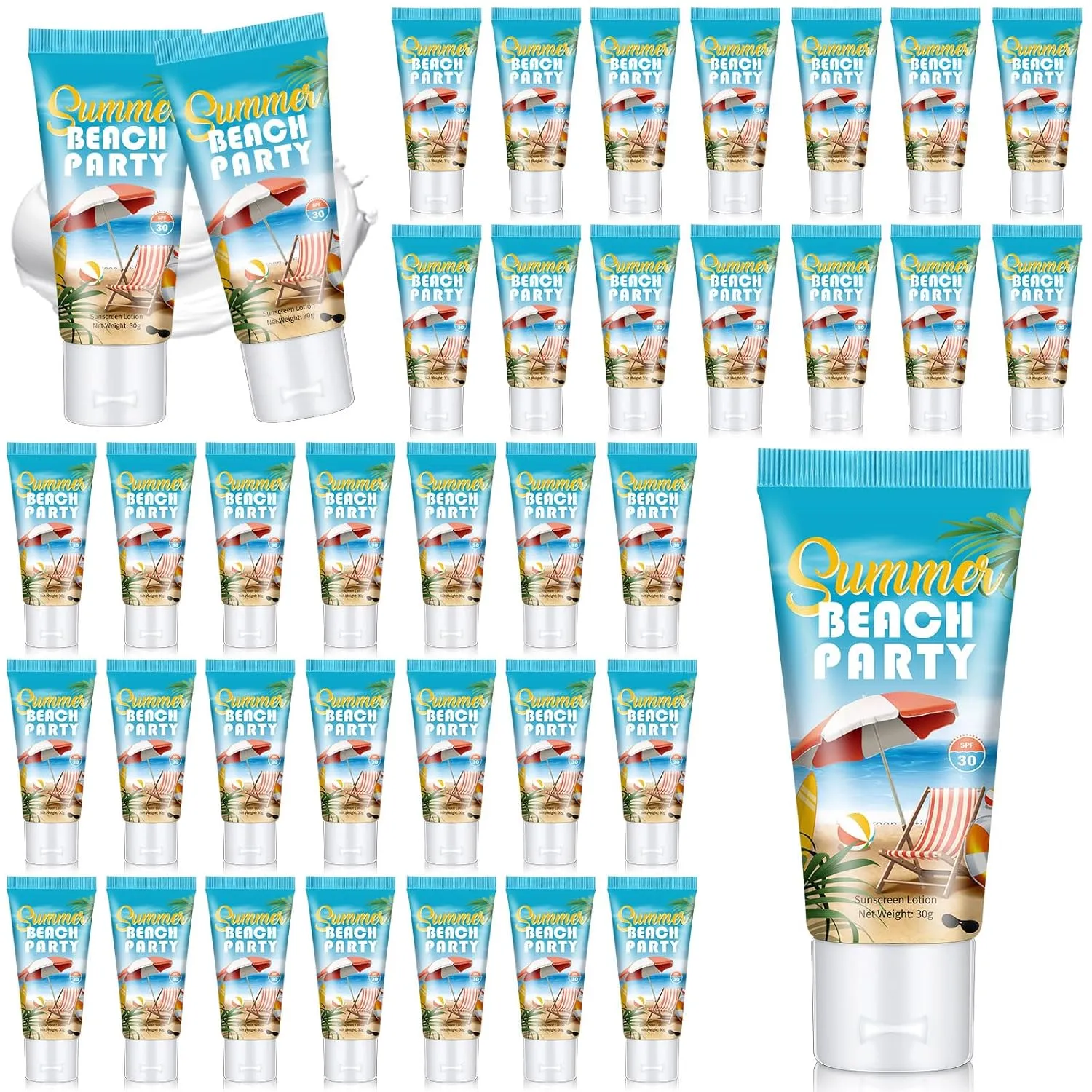 36 Pcs Mini Sunscreen Bulk for Summer Party Wedding SPF 30 Water Resistant Sunscreen Lotion Bulk 1oz Travel Size for Thank You Gifts Summer Party Wedding Supplies