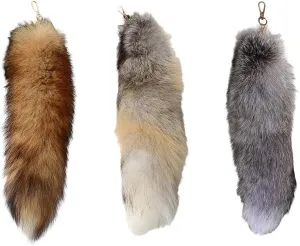 3Pcs Huge Fluffy Fox Tail Fur Keychain for Women, Faux Animal Tail Fox Tail Key Chain Handbag Accessory Cosplay Hook Pendant