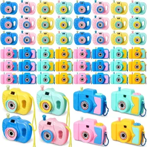 48 Pcs Kids' Camera Toy Set Back to School Gifts Children's Pretend Play Prop with Images in Viewfinder Mini Toy Camera for Boys Girls Birthday Party Favors Goodie Bag Return Gifts