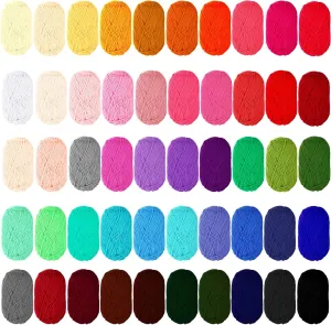 50 Rolls Acrylic Yarn Skeins Assorted Soft 4390 Multicolor Crochet Yarn Bulk for Crocheting for Adults Craft Project 50 Colors