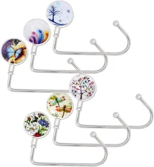 6 Pack Purse Hook Long Handbag Hanger for Table Desk, Creatiee Portable Bag Holder Under Counter Handbags Hook for Women Girl (Style 1)