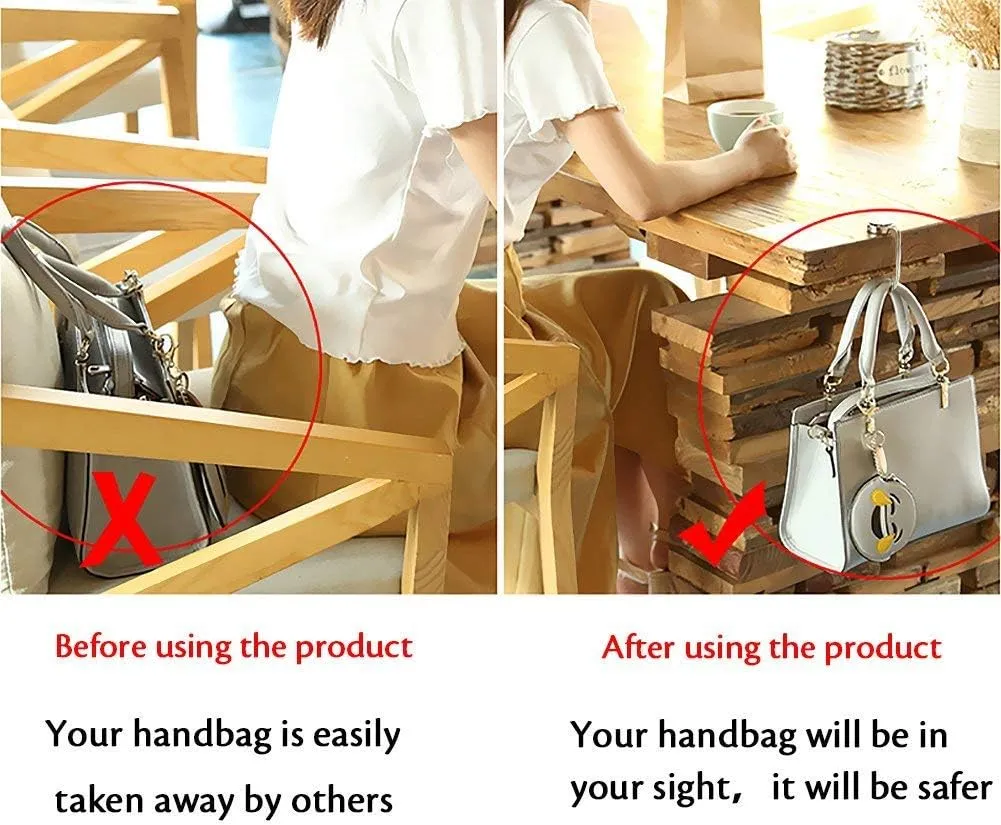 6 Pack Purse Hook Long Handbag Hanger for Table Desk, Creatiee Portable Bag Holder Under Counter Handbags Hook for Women Girl (Style 1)