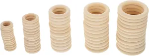 60pcs Wooden Curtain Ring Accessories Hooks for Drapery Grommet Hooks Handbag Buckles Natural Wood Rustic Round Rings DIY Craft