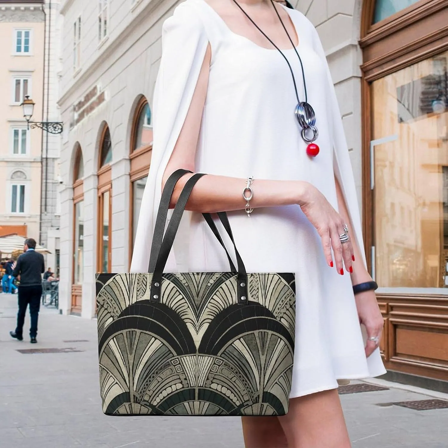 Abstract Floral Pattern Bag Purse Handbag for Women Top Handle Satchel Shoulder with Zipper Tote Bags Large