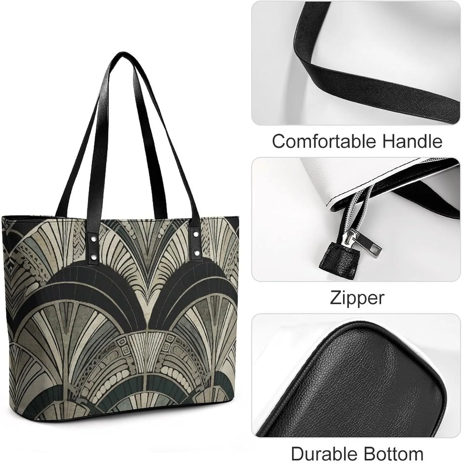 Abstract Floral Pattern Bag Purse Handbag for Women Top Handle Satchel Shoulder with Zipper Tote Bags Large