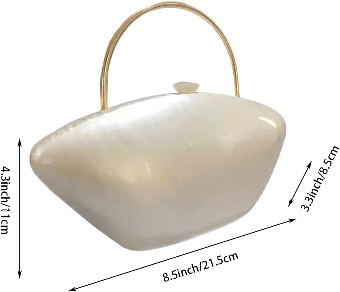 Acrylic Shell Shaped Clutch Purse Marbling Evening Handbags for Women Wedding Party Prom Cross Body Bag