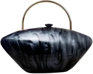 Acrylic Shell Shaped Clutch Purse Marbling Evening Handbags for Women Wedding Party Prom Cross Body Bag