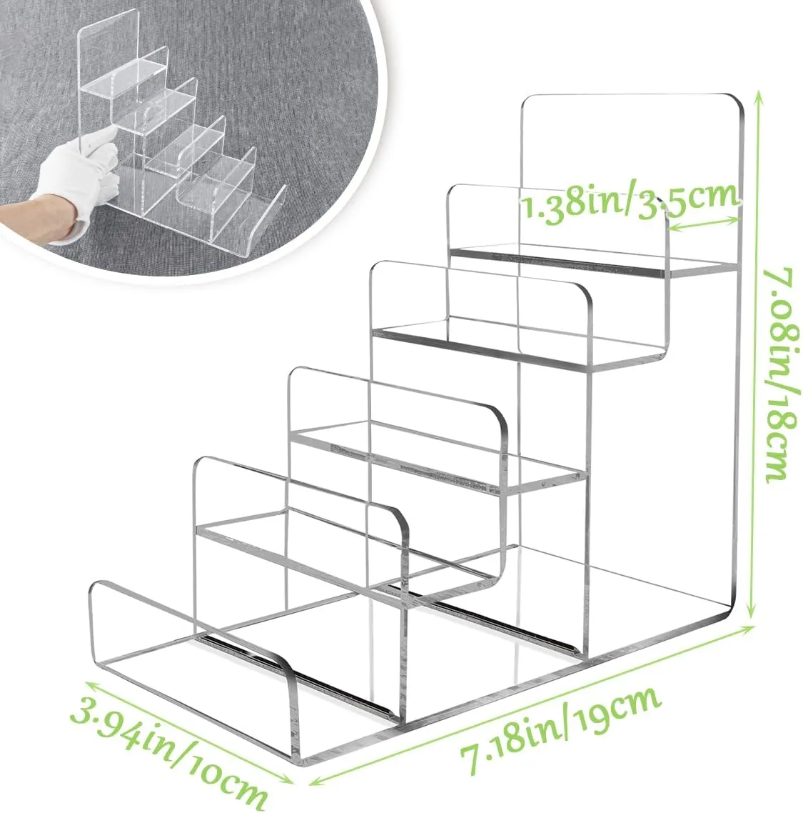 Acrylic Wallet Display Stand Holder 5-Tier Clear Riser Display Shelf Handbag Display Stand Holder Purse Stand Jewelry Display For Phone,Greeting Cards,Business Cards