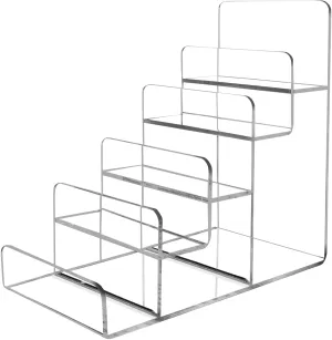 Acrylic Wallet Display Stand Holder 5-Tier Clear Riser Display Shelf Handbag Display Stand Holder Purse Stand Jewelry Display For Phone,Greeting Cards,Business Cards