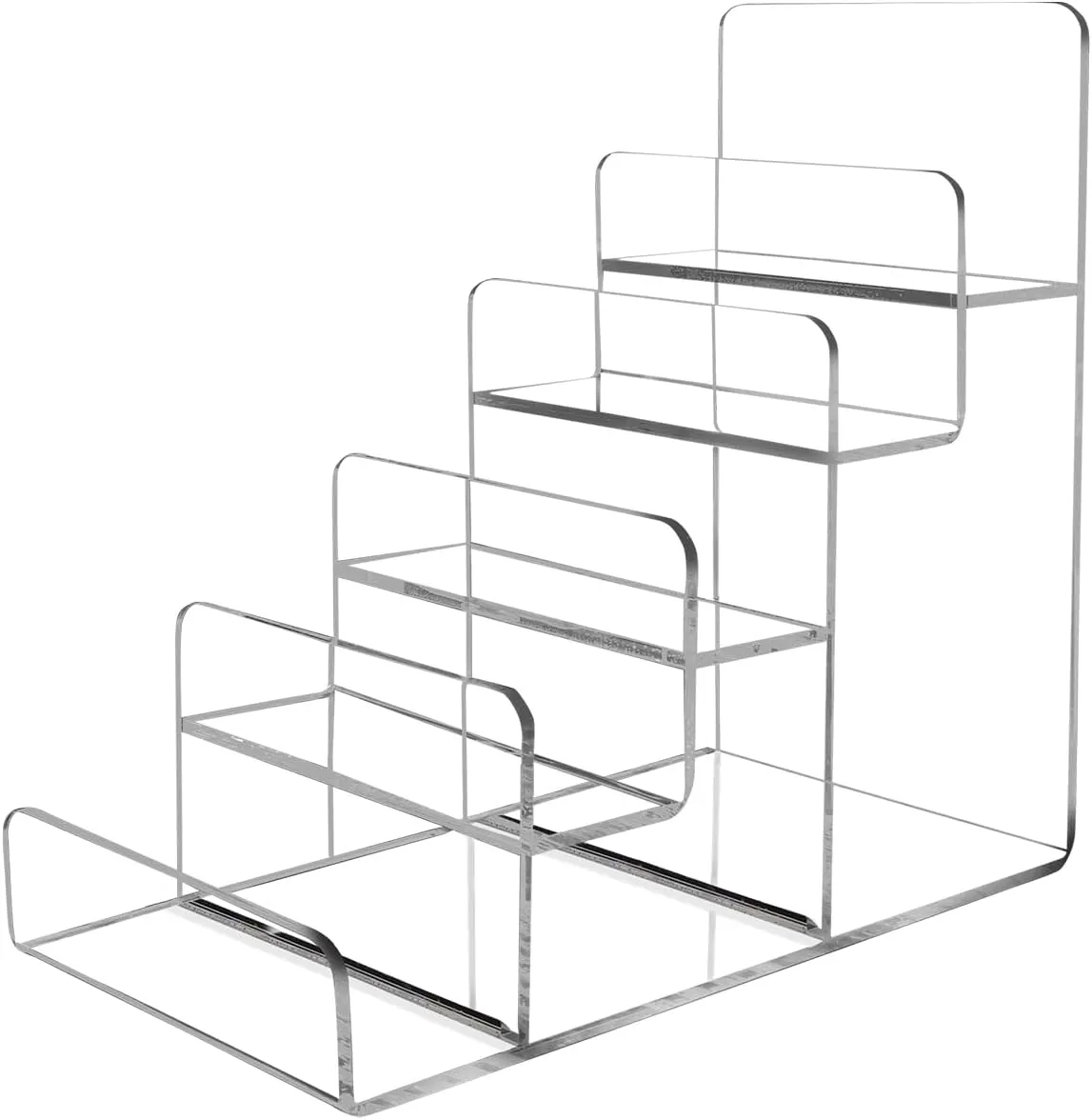 Acrylic Wallet Display Stand Holder 5-Tier Clear Riser Display Shelf Handbag Display Stand Holder Purse Stand Jewelry Display For Phone,Greeting Cards,Business Cards