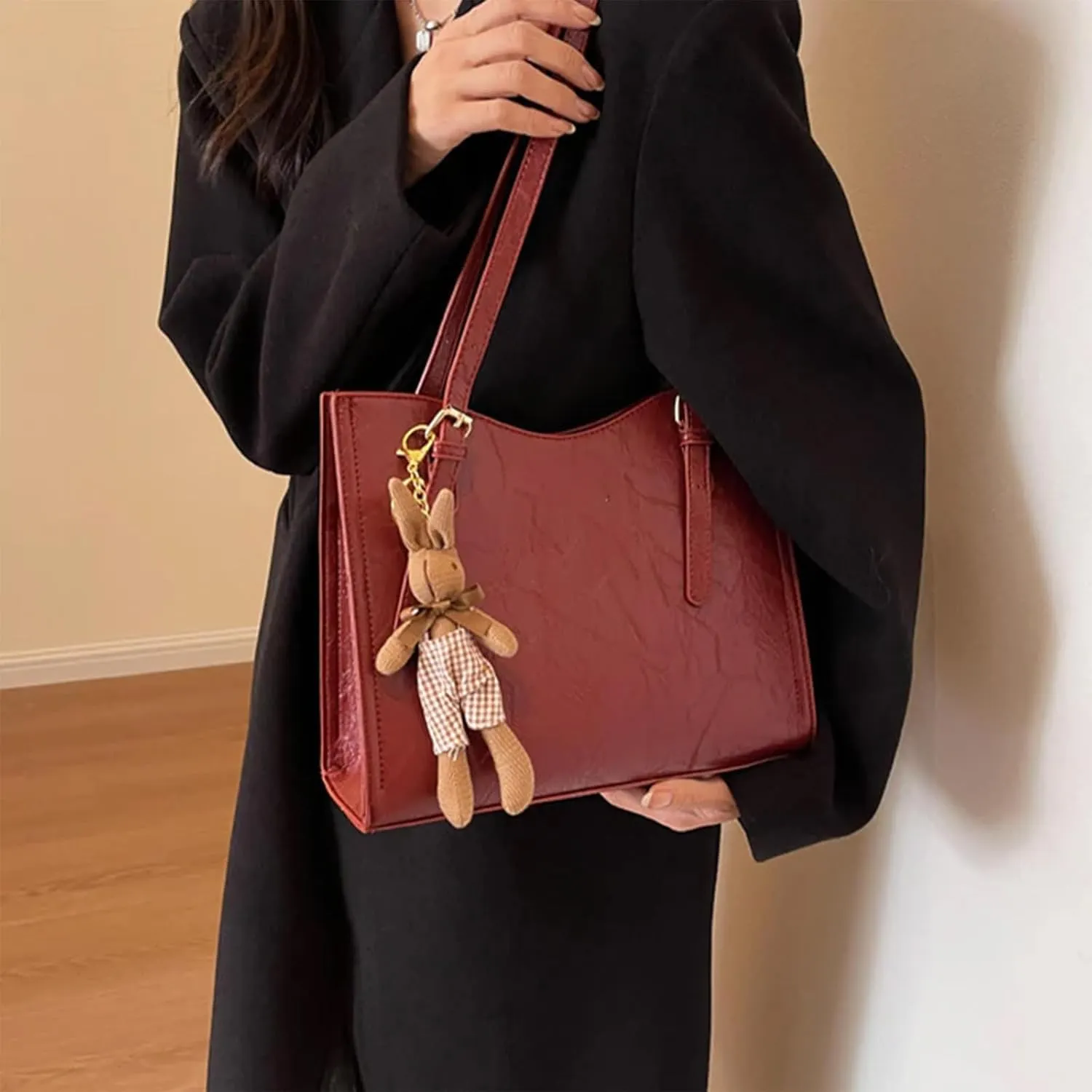 Adjustable Shoulder Bag Crossbody Bag,Women's Trendy Shoulder Bag with Doll Pendant, Retro Women Handbags Purse for Women