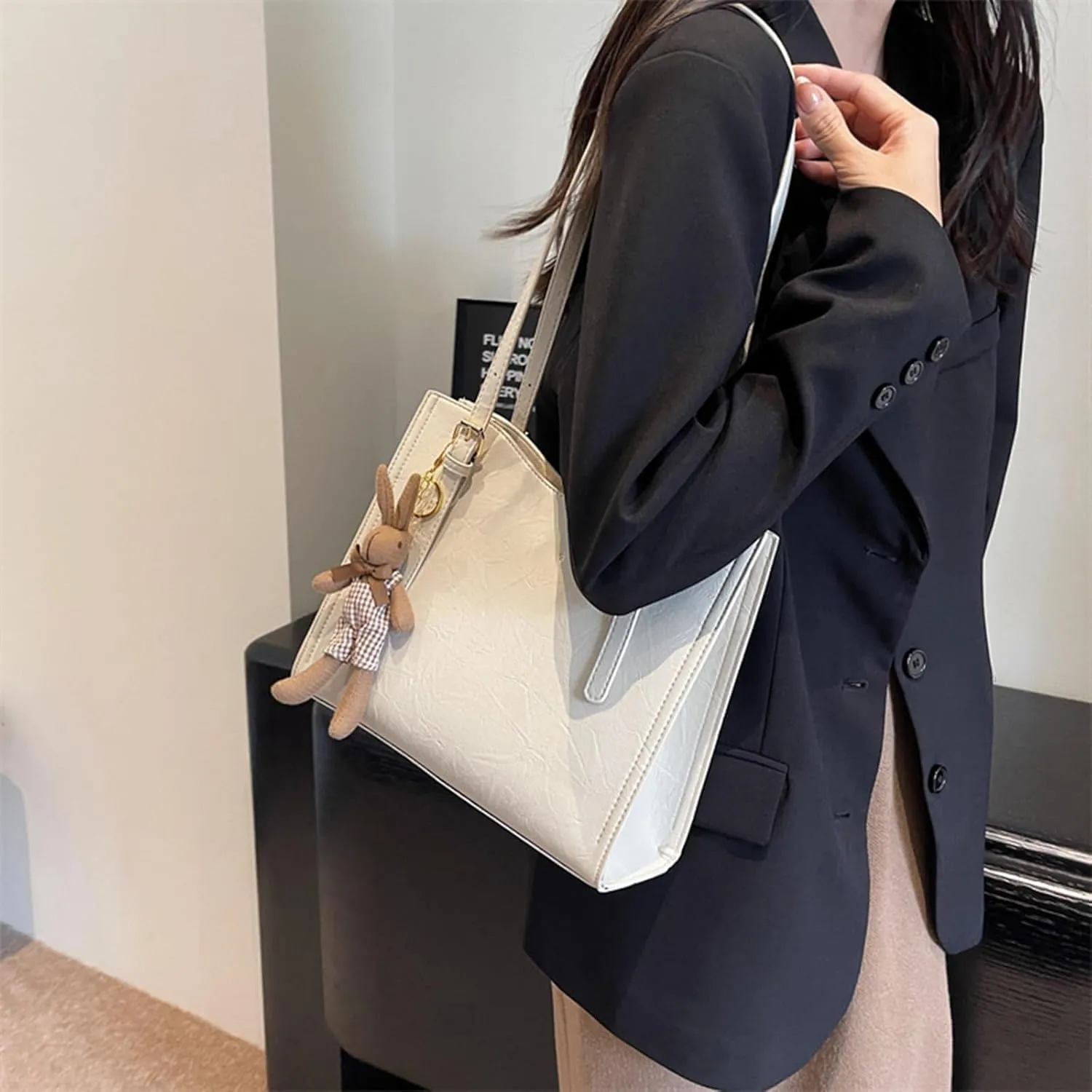 Adjustable Shoulder Bag Crossbody Bag,Women's Trendy Shoulder Bag with Doll Pendant, Retro Women Handbags Purse for Women