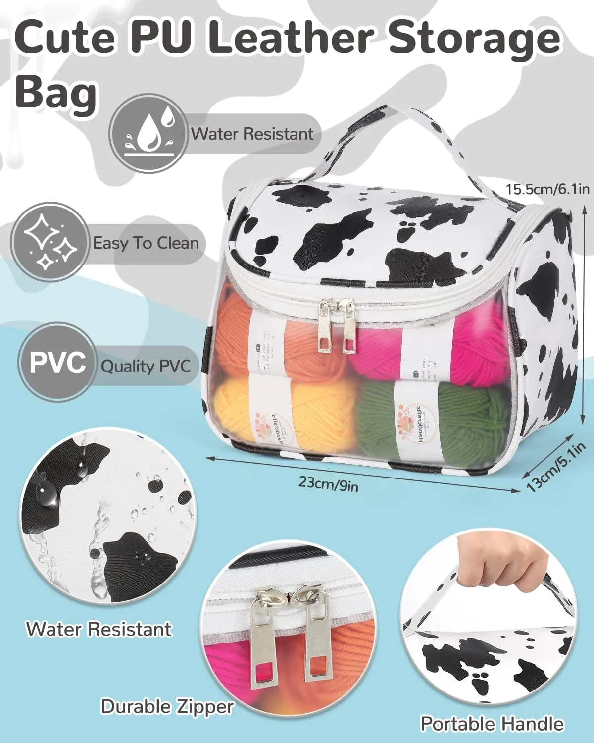 Aeelike Beginner Crochet Kit with Yarn, Learn to Crochet Set for Adult and Kids Includes 12pcs Acrylic Yarn 21pcs Crochet Hooks Crocheting Instruction and Cow Storage Bag,Travel Kit for Crochet Lover