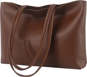 ALUWU Tote Bag for Women with Zipper Faux Leather Shoulder Handbags Work Purses