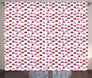 Ambesonne Fashion Curtains, Repetitive Style Image of Colorful Bags Sacks and Handbags Ladies Choice Print, Living Room Bedroom Window Drapes 2 Panel Set, 108" X 84", Multicolor