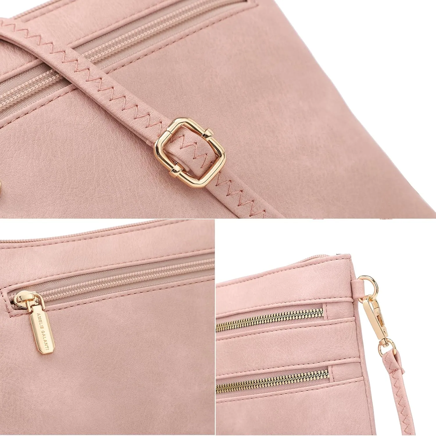 AMELIE GALANTI womens small crossbody strap handbag bag,Soft Leather Fabric Delicate Durable Fashion Design