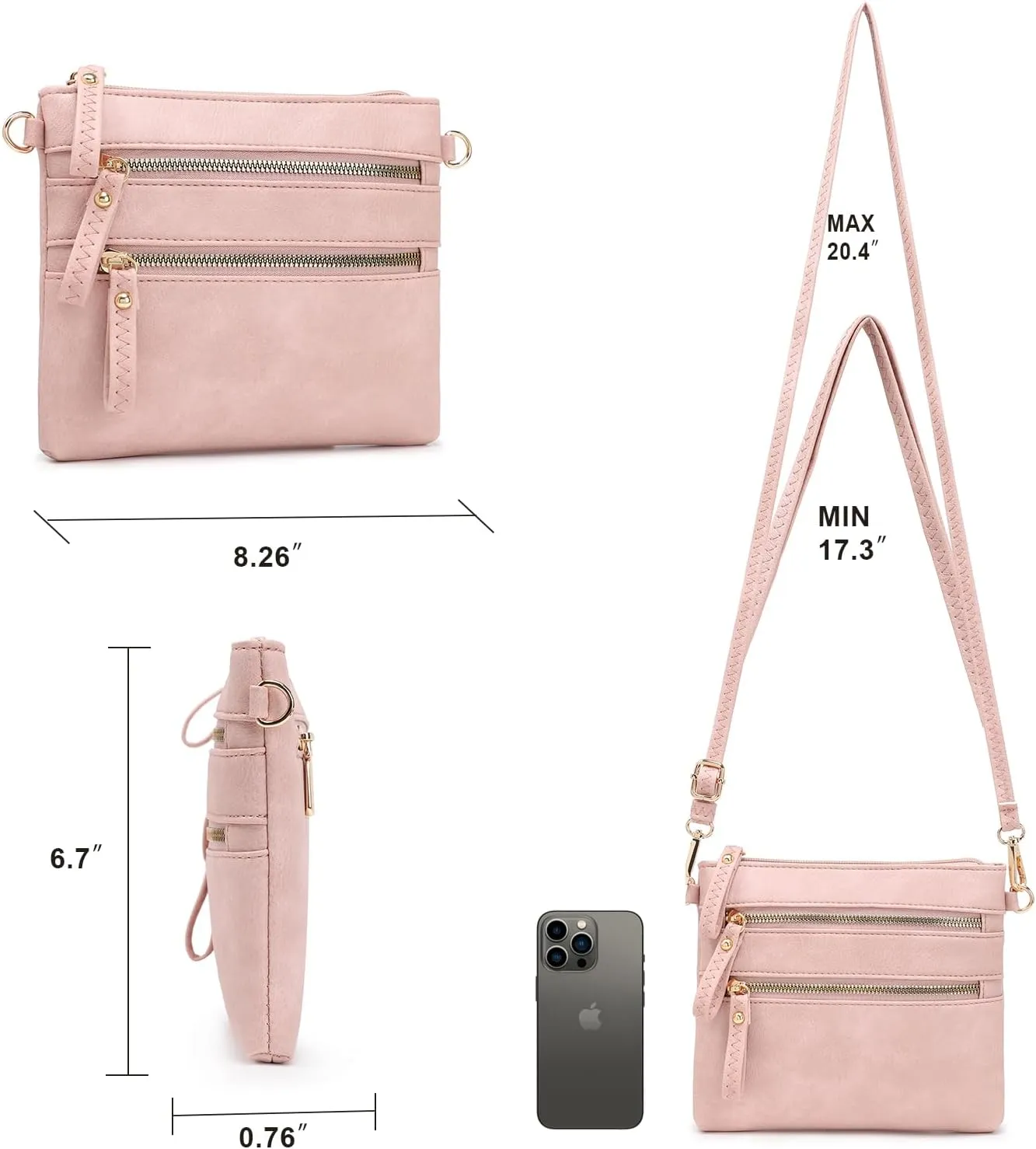 AMELIE GALANTI womens small crossbody strap handbag bag,Soft Leather Fabric Delicate Durable Fashion Design