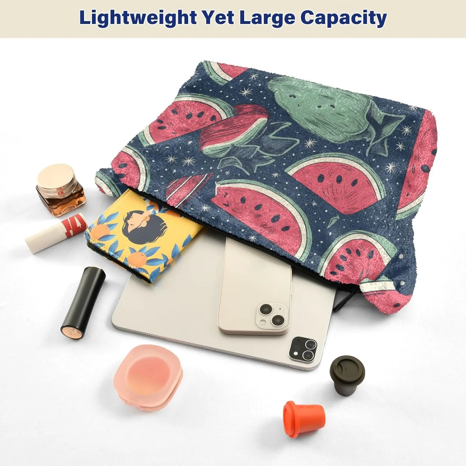 American July 4 Watermelon Creative Plush Tote Bag, Medium Shoulder Bag for Women, Autumn Handbags