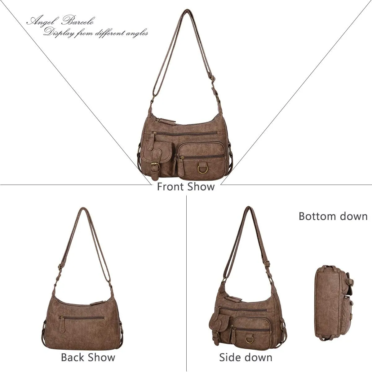 Angel Barcelo Cross body Shoulder Bag Women Soft PU Leather Purses and Handbags
