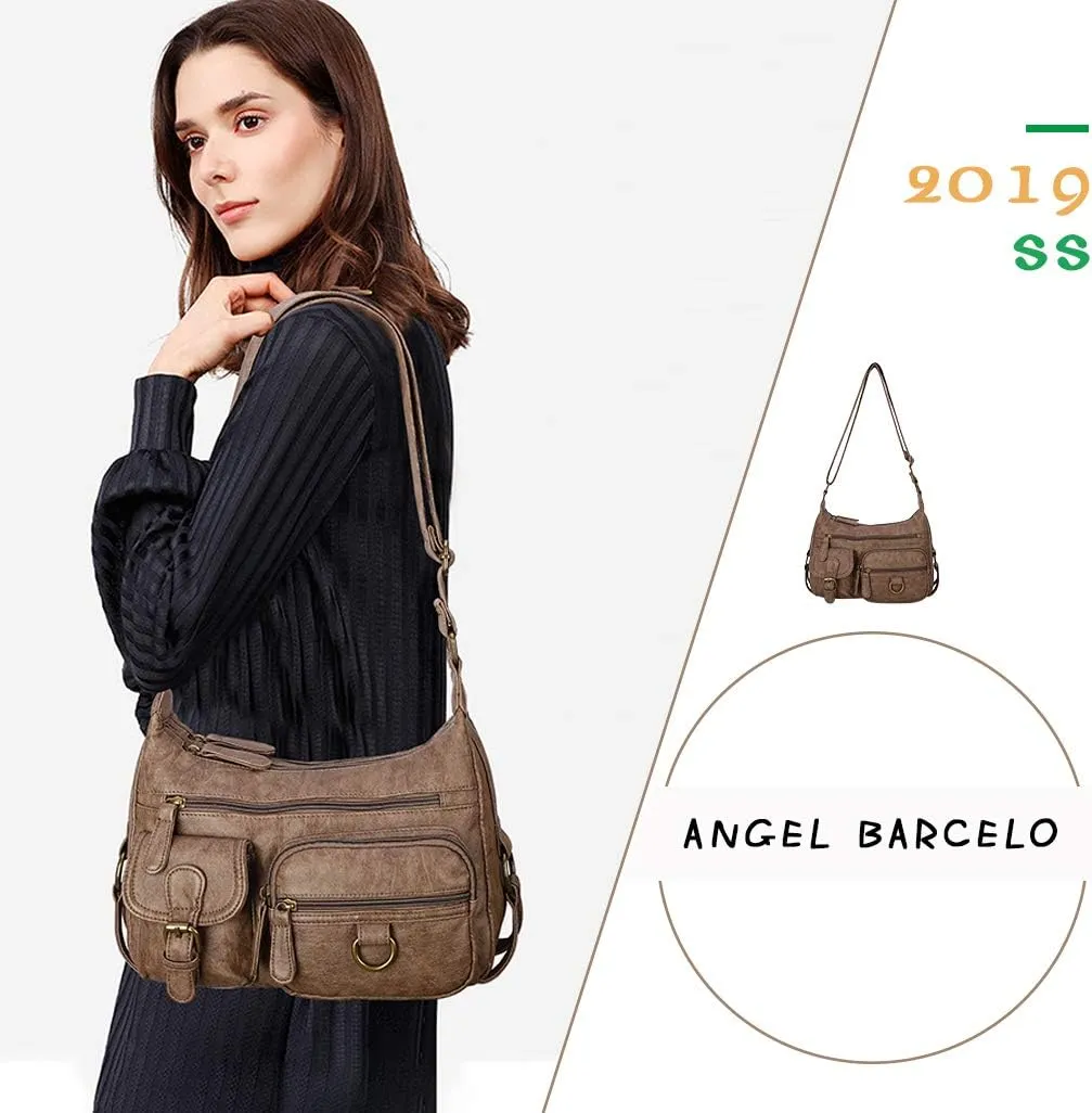 Angel Barcelo Cross body Shoulder Bag Women Soft PU Leather Purses and Handbags