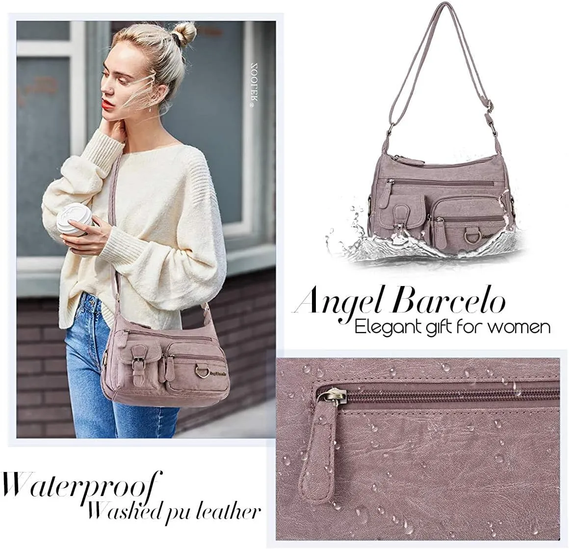 Angel Barcelo Cross body Shoulder Bag Women Soft PU Leather Purses and Handbags