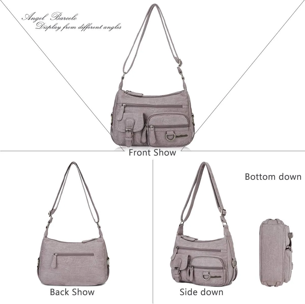 Angel Barcelo Cross body Shoulder Bag Women Soft PU Leather Purses and Handbags