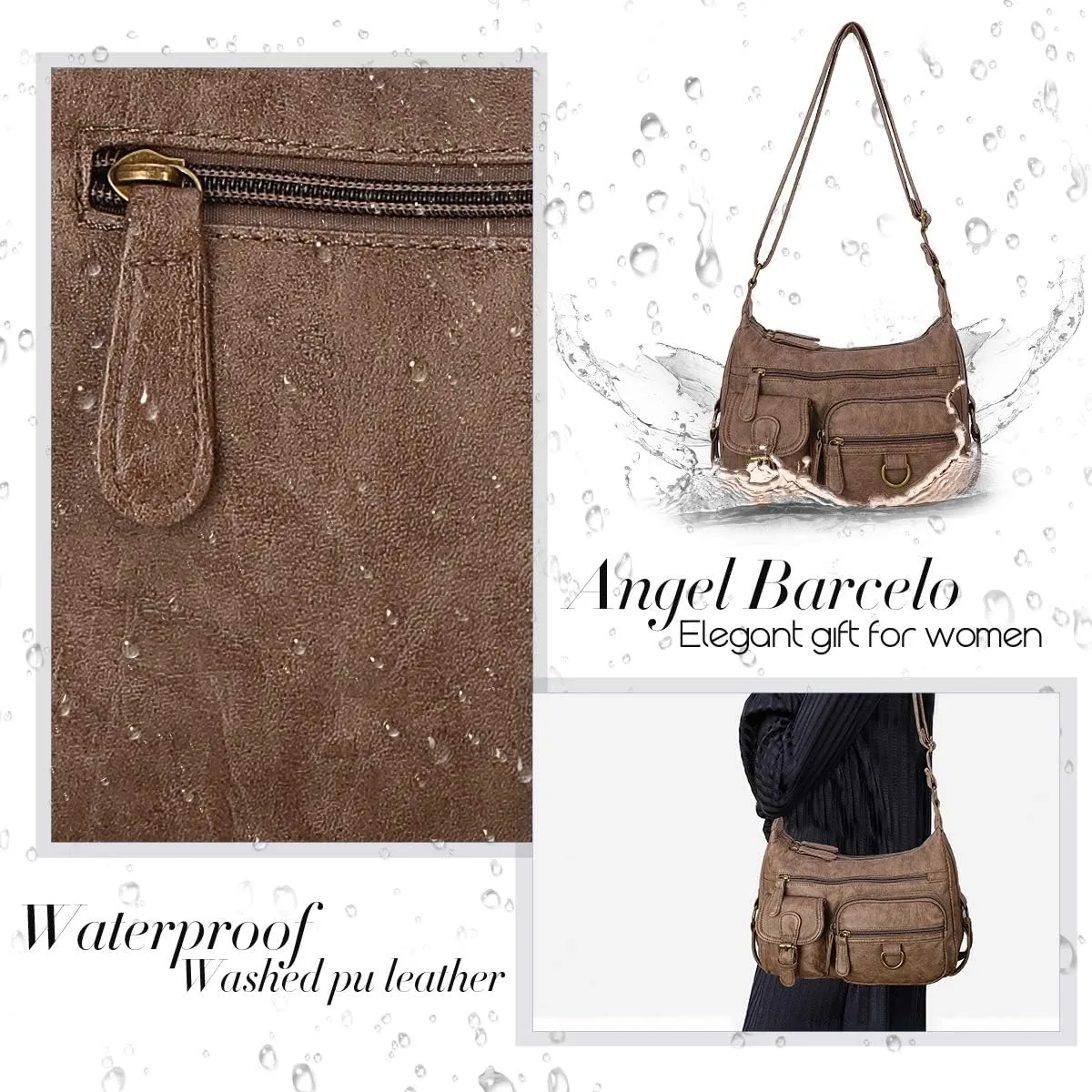 Angel Barcelo Cross body Shoulder Bag Women Soft PU Leather Purses and Handbags
