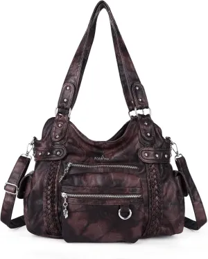 Angel Kiss Hobo Handbags for Women Soft PU Leather Shoulder Handbags Ladies Purses
