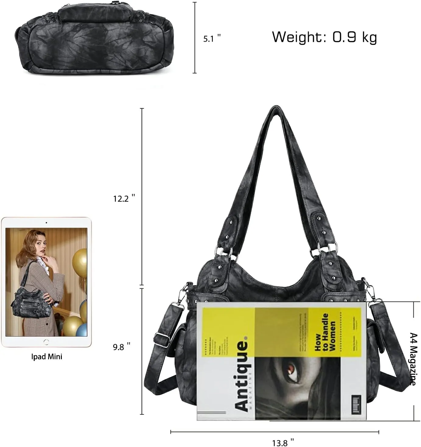 Angel Kiss Hobo Handbags for Women Soft PU Leather Shoulder Handbags Ladies Purses
