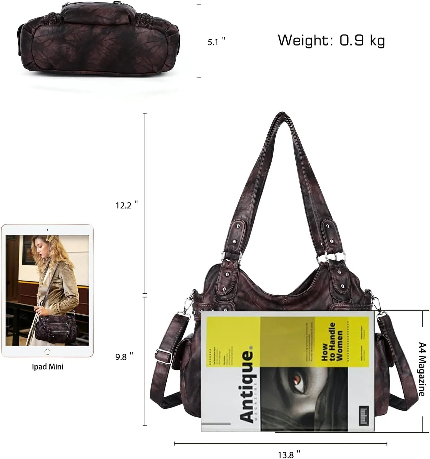 Angel Kiss Hobo Handbags for Women Soft PU Leather Shoulder Handbags Ladies Purses