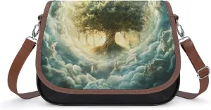 Angels Spiritual Tree and Life Fashion Crossbody Bags for Women Lightweight Shoulder Handbags Travel Purse with Strap Custom Gifts