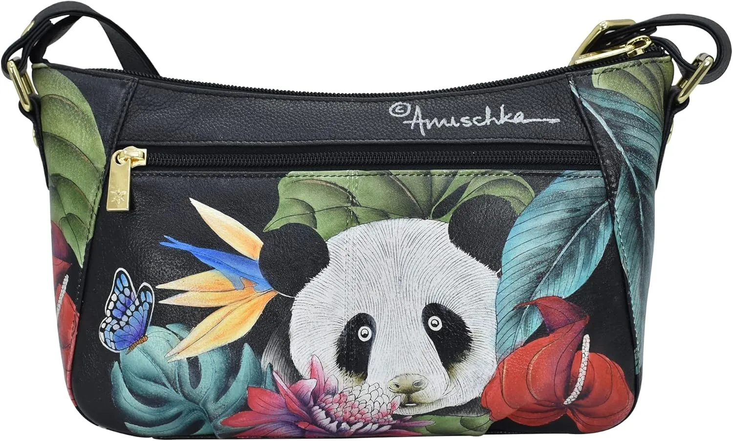 Anuschka Women’s Genuine Leather Shoulder Hobo - Hand Painted Exterior