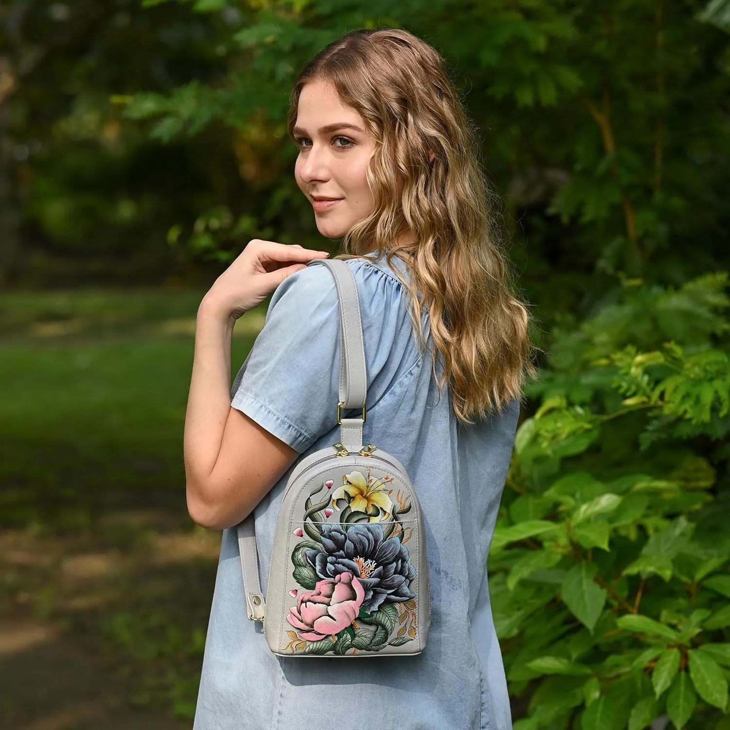 Anuschka Women’s Original Hand-Painted Genuine Leather Sling Bag, Made in India